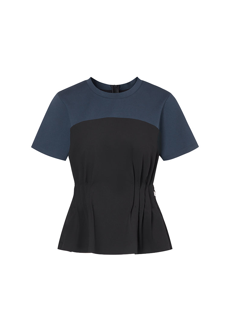 Santorini T-Shirt with Pleated Peplum Waist