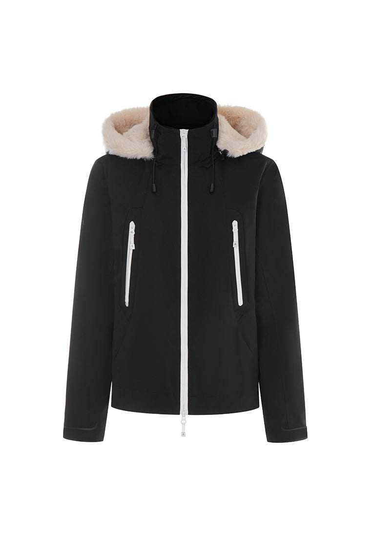 Altitude Water-Resistent Flight Jacket with Faux Fur Zip-Down Detachable Hood