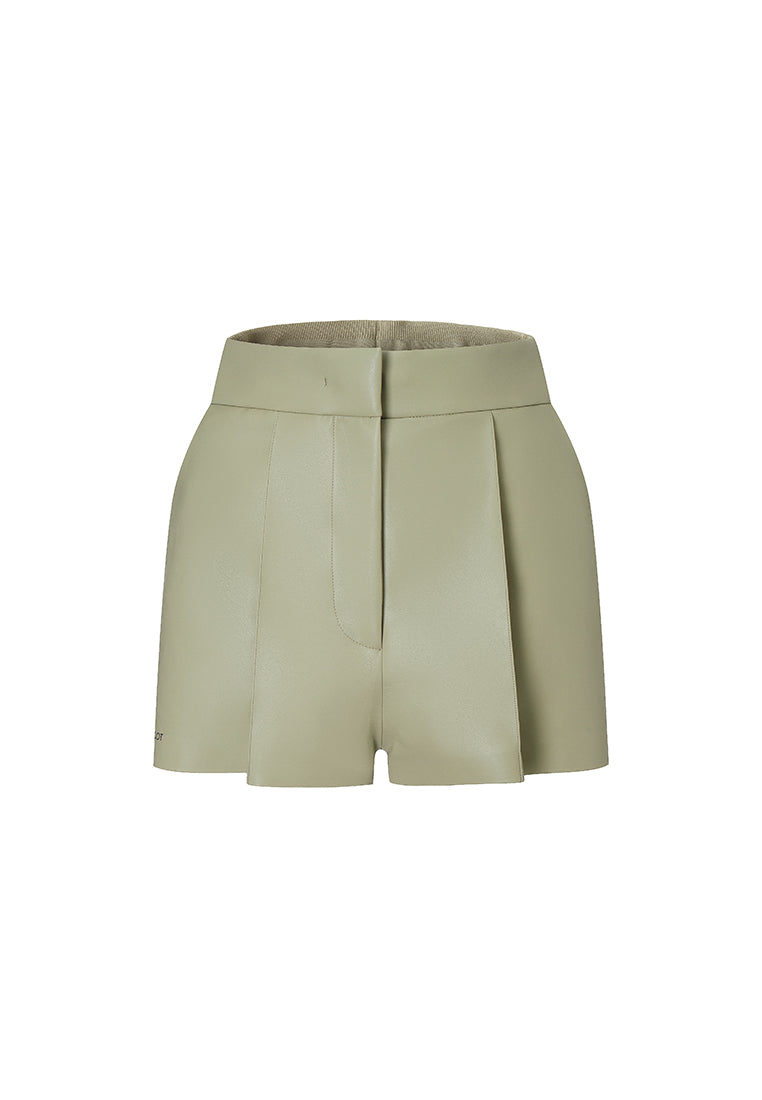 Marlowe Waterproof Vegan Pleated Leather Shorts