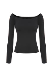 Hepburn Stretch-Jersey Off-the-Shoulder Top with Removable Pads