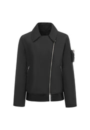 Mischa Recycled Polyester Biker Jacket with Sustainable Padding and Detachable Coin Purse