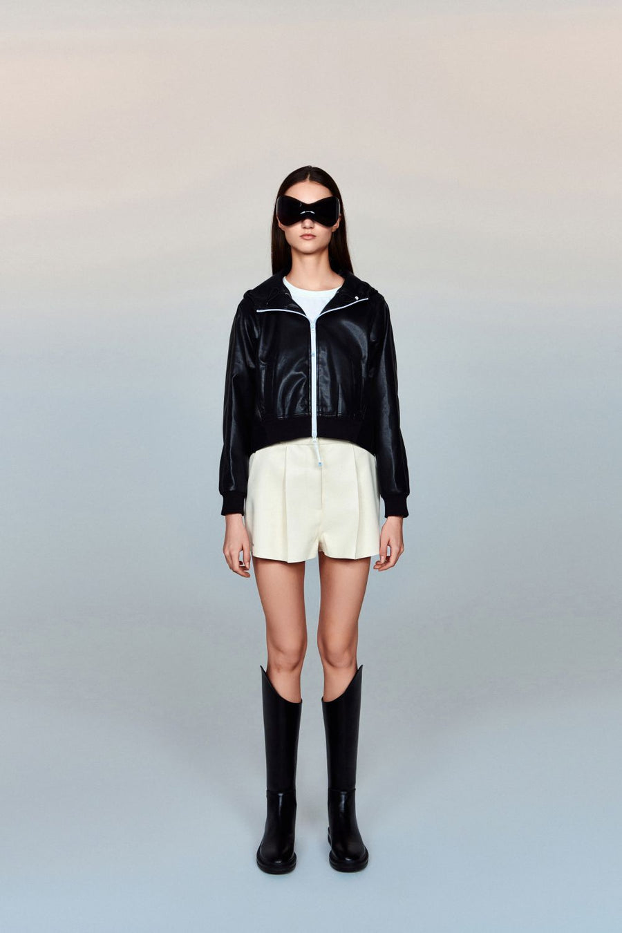 Freda Waterproof Vegan Leather Jacket with Adjustable Hood