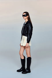 Freda Waterproof Vegan Leather Jacket with Adjustable Hood
