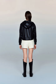 Freda Waterproof Vegan Leather Jacket with Adjustable Hood