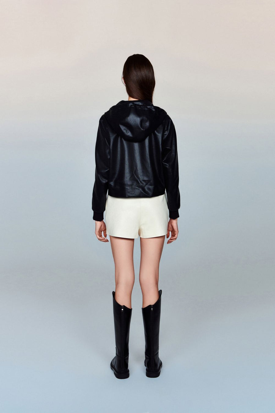 Freda Waterproof Vegan Leather Jacket with Adjustable Hood