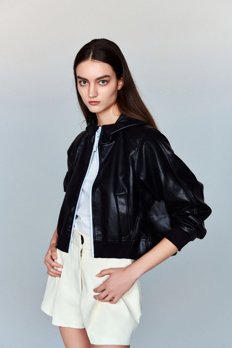 Marlowe Waterproof Vegan Pleated Leather Shorts