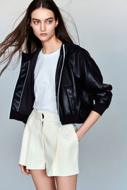 Marlowe Waterproof Vegan Pleated Leather Shorts