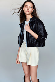 Marlowe Waterproof Vegan Pleated Leather Shorts