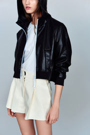 Marlowe Waterproof Vegan Pleated Leather Shorts