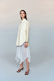 Lyre Waterproof Vegan Leather Shirtdress with Ribbed Knit Panels