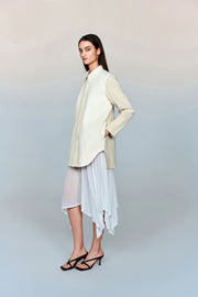 Lyre Waterproof Vegan Leather Shirtdress with Ribbed Knit Panels