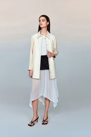 Lyre Waterproof Vegan Leather Shirtdress with Ribbed Knit Panels
