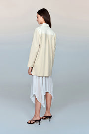 Lyre Waterproof Vegan Leather Shirtdress with Ribbed Knit Panels