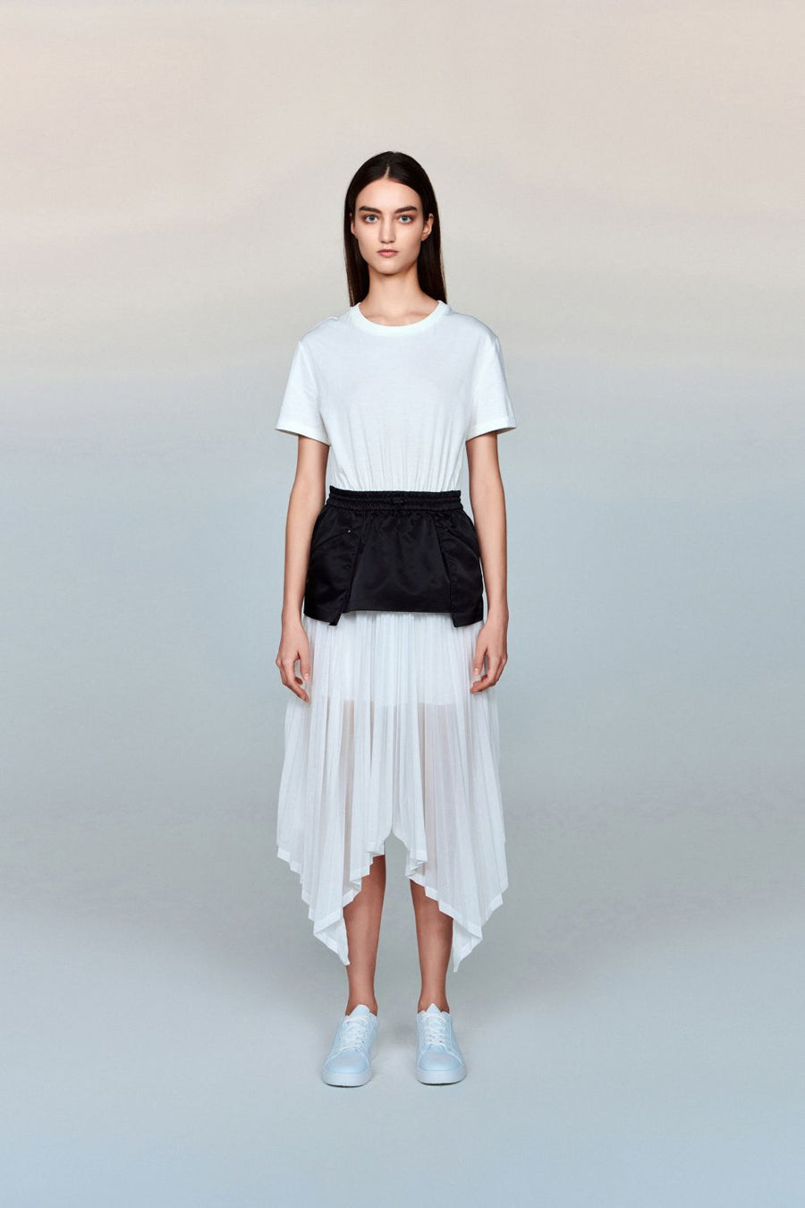 Etoile Structured Double Jersey T-Shirt Dress with Hand-Pleated Panels