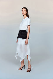 Etoile Structured Double Jersey T-Shirt Dress with Hand-Pleated Panels