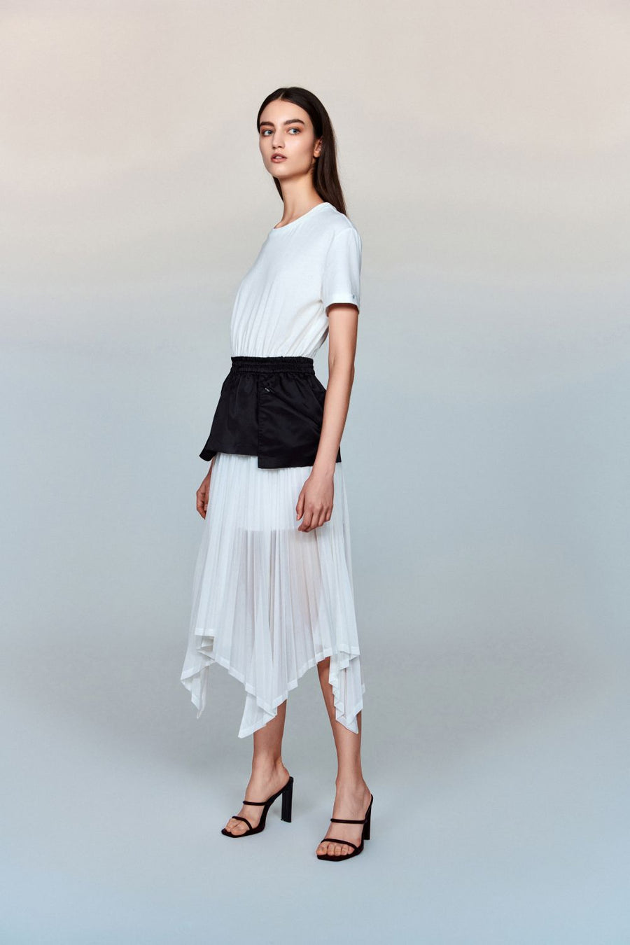 Etoile Structured Double Jersey T-Shirt Dress with Hand-Pleated Panels