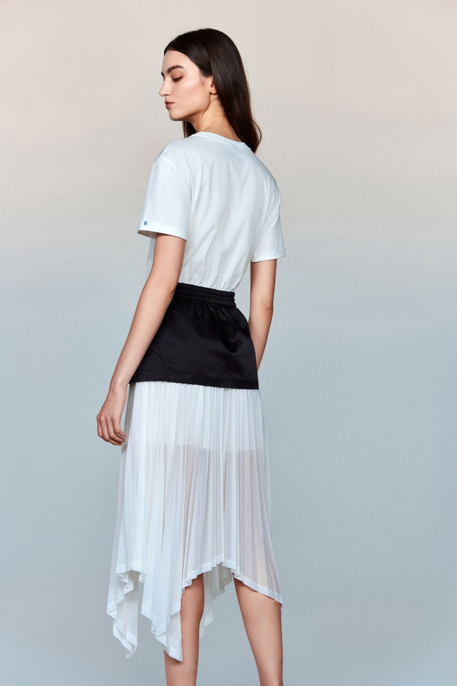 Etoile Structured Double Jersey T-Shirt Dress with Hand-Pleated Panels