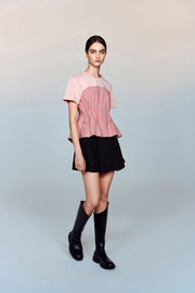 Santorini T-Shirt with Pleated Peplum Waist