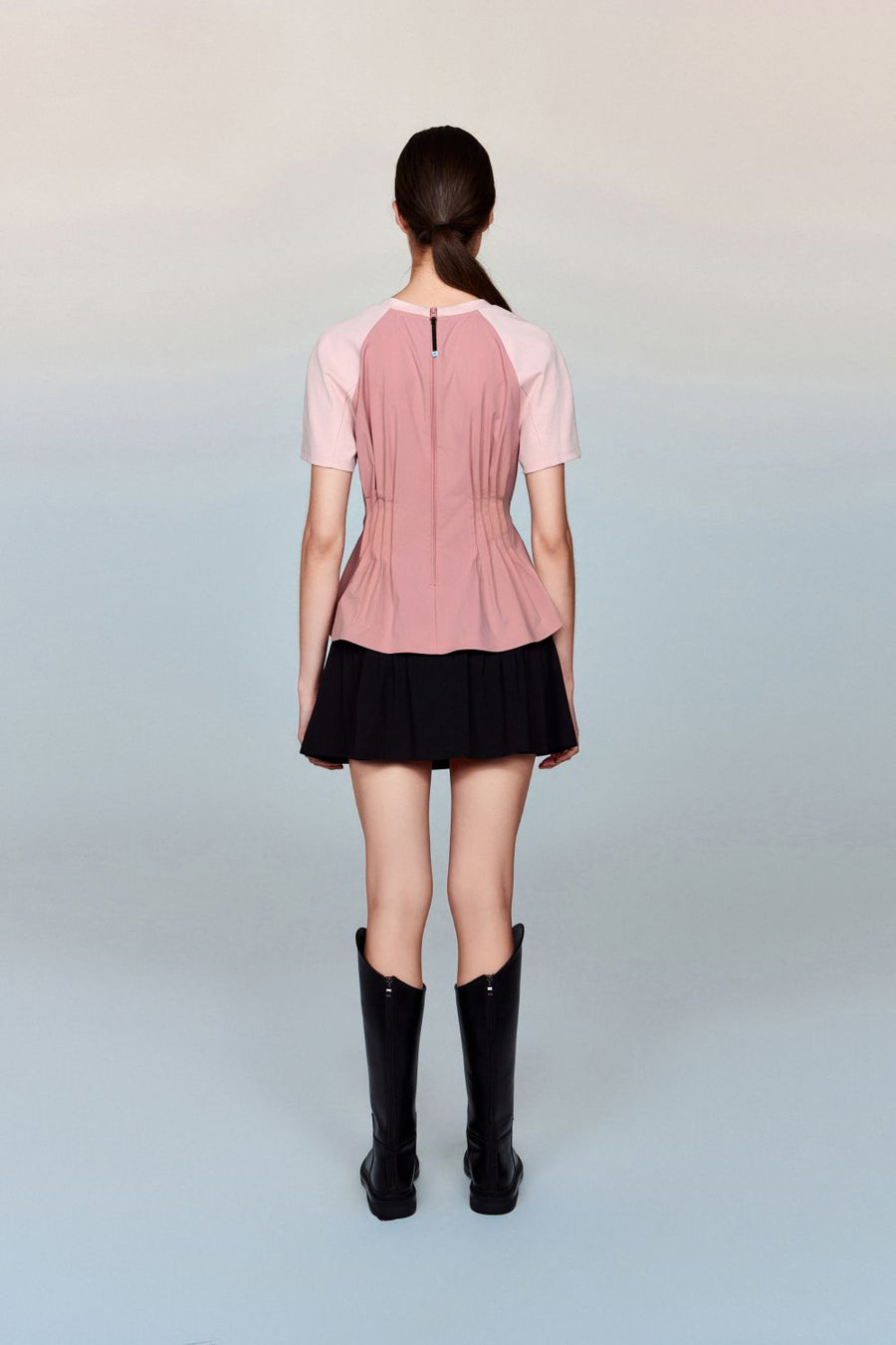 Santorini T-Shirt with Pleated Peplum Waist
