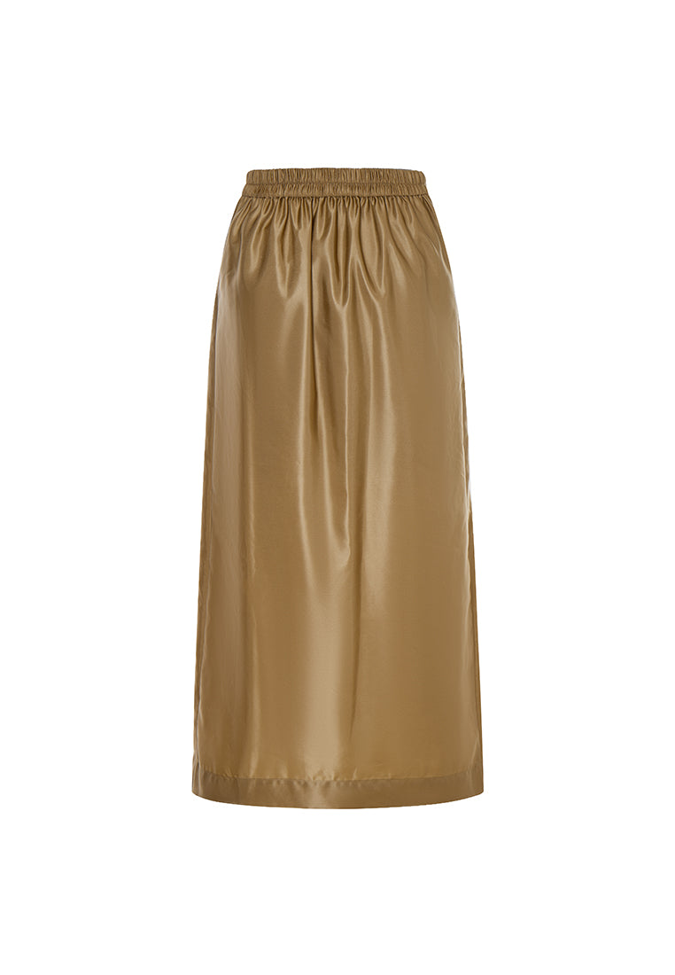 Niamh Gleaming Skirt with Pleated Slit