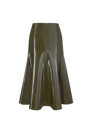 Rhodes Glossy Water-Resistent Knee-Length Skirt with Side Pockets