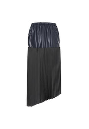 Savoy Recycled Polyester Pleated Skirt with Sustainable Vegan Leather Panels