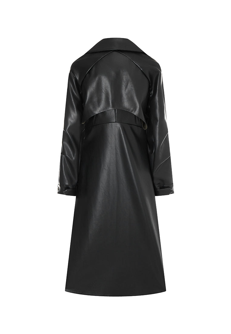 Miller Waterproof Sustainable Vegan Leather Trench with Flared Skirt