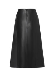 Aster Waterproof Vegan Leather Skirt with Front Slit