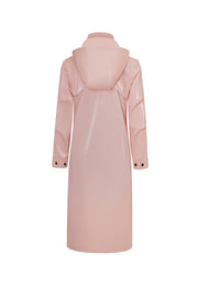 Juniper Glossy Long Windbreaker with Detachable Hood and Side Pockets