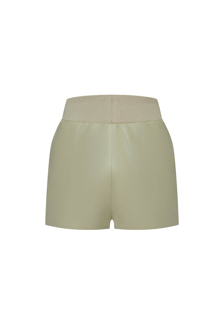 Marlowe Waterproof Vegan Pleated Leather Shorts