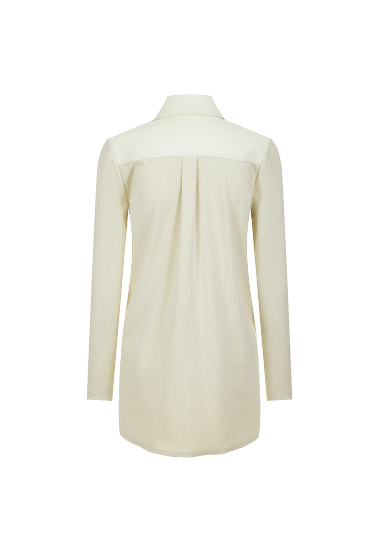 Lyre Waterproof Vegan Leather Shirtdress with Ribbed Knit Panels