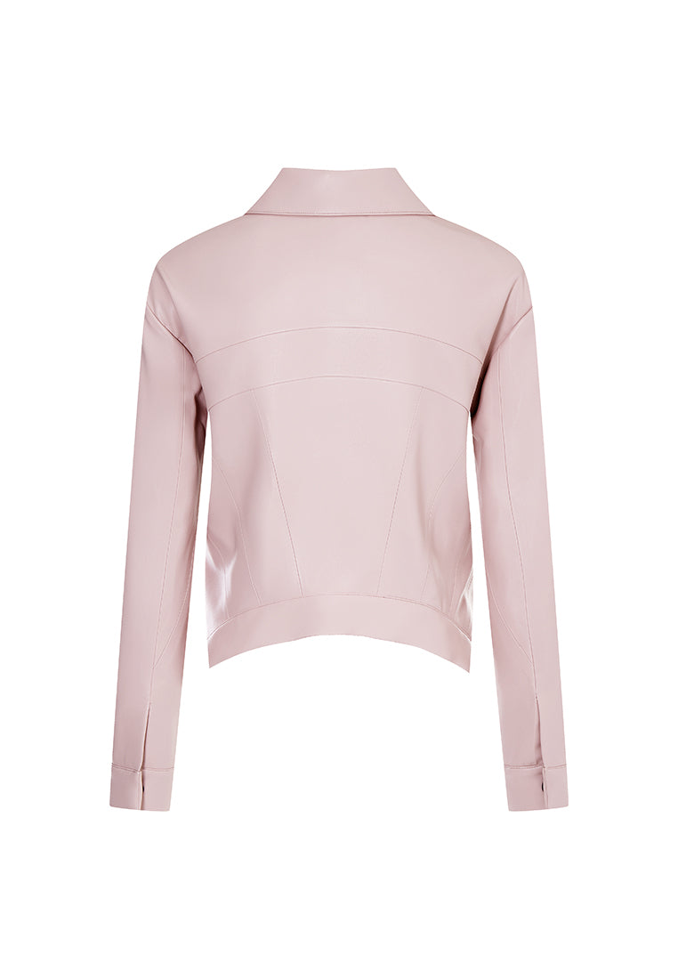Gilda Vegan Leather Water-Repellent Trucker Jacket with Natural Pigment