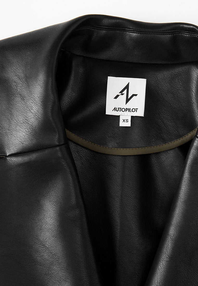 Miller Waterproof Sustainable Vegan Leather Trench with Flared Skirt