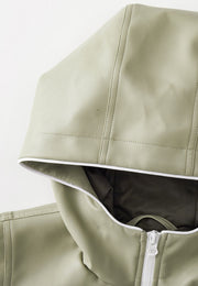 Freda Waterproof Vegan Leather Jacket with Adjustable Hood