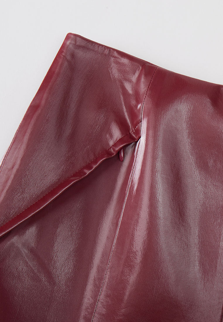 Rhodes Glossy Water-Resistent Knee-Length Skirt with Side Pockets