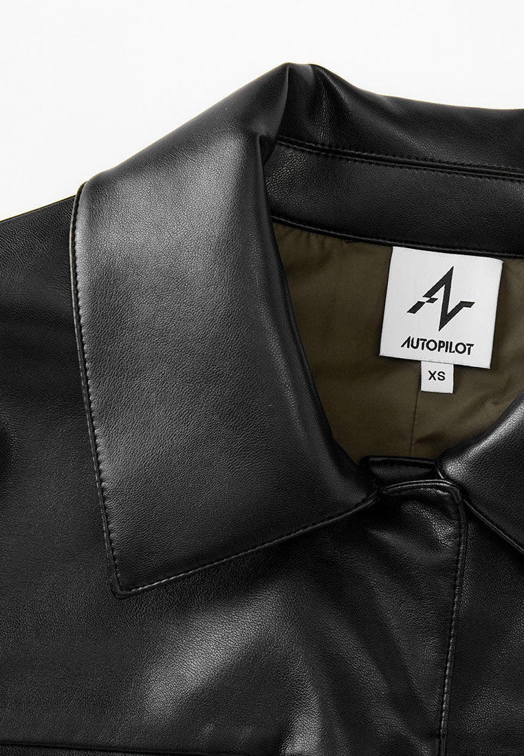 Gilda Vegan Leather Water-Repellent Trucker Jacket with Natural Pigment