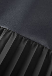 Savoy Recycled Polyester Pleated Skirt with Sustainable Vegan Leather Panels