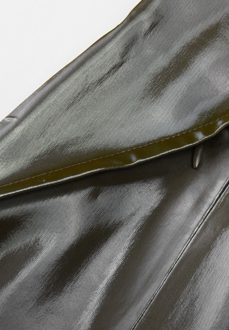 Rhodes Glossy Water-Resistent Knee-Length Skirt with Side Pockets