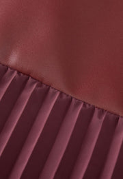 Savoy Recycled Polyester Pleated Skirt with Sustainable Vegan Leather Panels