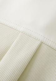 Lyre Waterproof Vegan Leather Shirtdress with Ribbed Knit Panels
