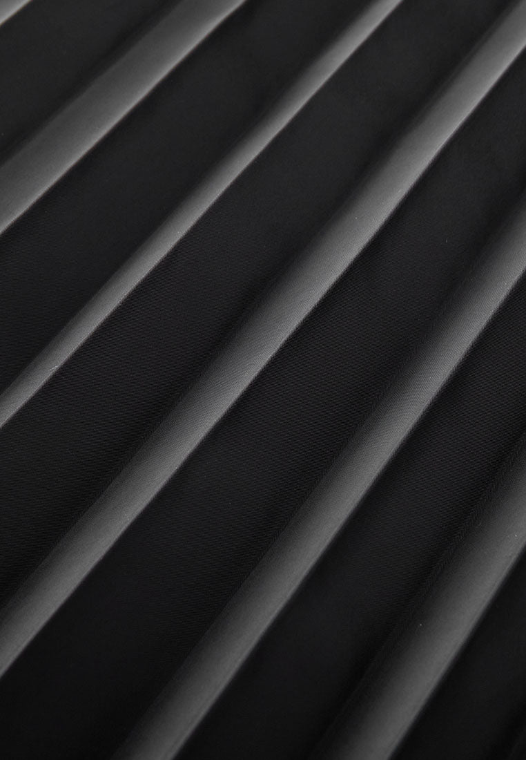 Savoy Recycled Polyester Pleated Skirt with Sustainable Vegan Leather Panels