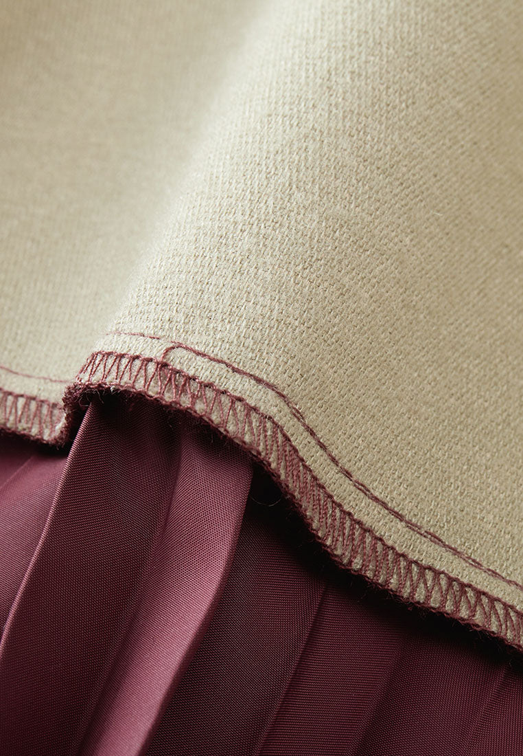Savoy Recycled Polyester Pleated Skirt with Sustainable Vegan Leather Panels