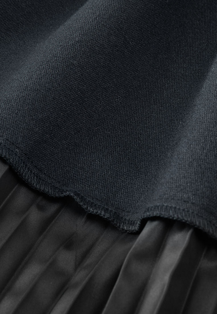 Savoy Recycled Polyester Pleated Skirt with Sustainable Vegan Leather Panels