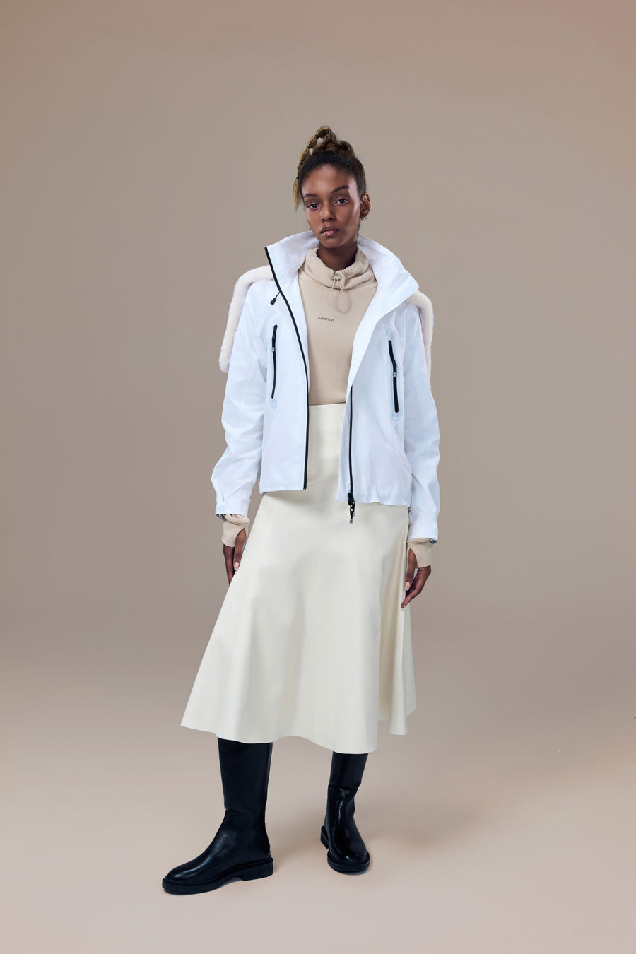 Altitude Water-Resistent Flight Jacket with Faux Fur Zip-Down Detachable Hood