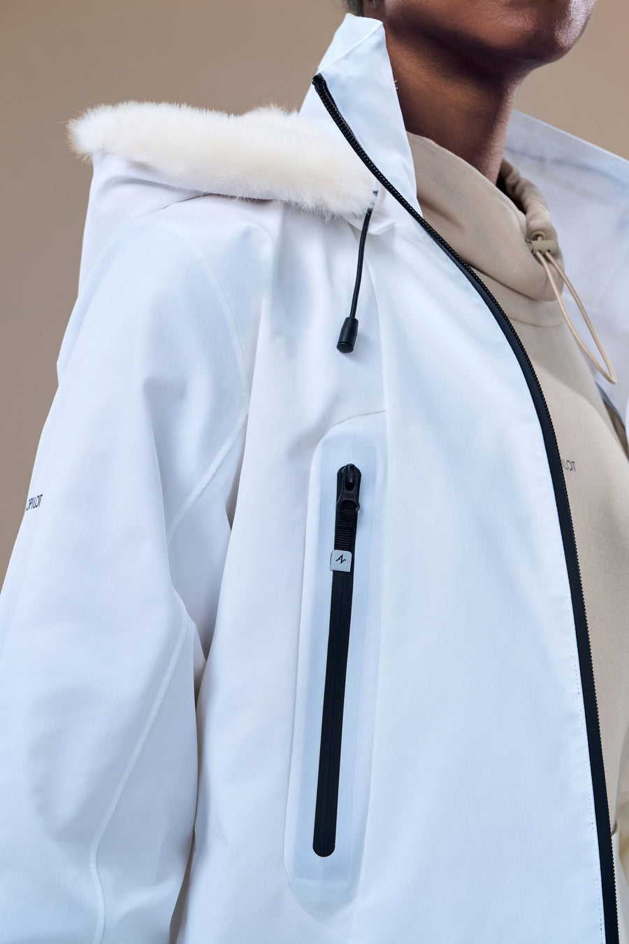 Altitude Water-Resistent Flight Jacket with Faux Fur Zip-Down Detachable Hood