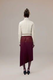 Savoy Recycled Polyester Pleated Skirt with Sustainable Vegan Leather Panels