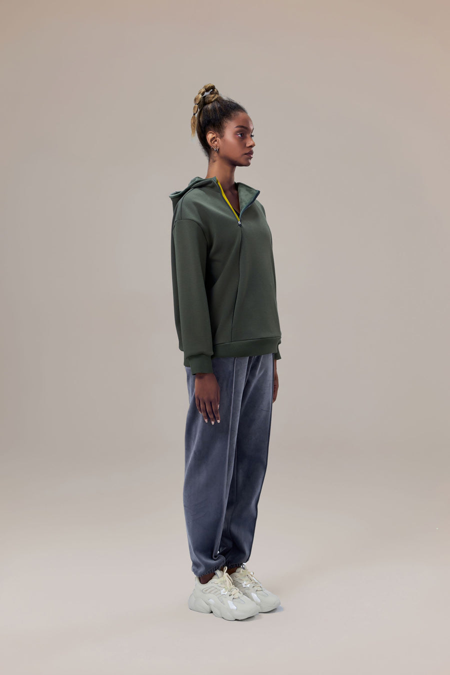 Wisp Ultra-Soft Recycled Polyester and Organic Cotton Boyfriend Fit Sweatshirt with Adjustable Neck Zippers