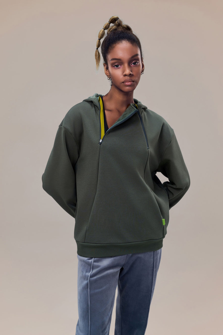 Wisp Ultra-Soft Recycled Polyester and Organic Cotton Boyfriend Fit Sweatshirt with Adjustable Neck Zippers
