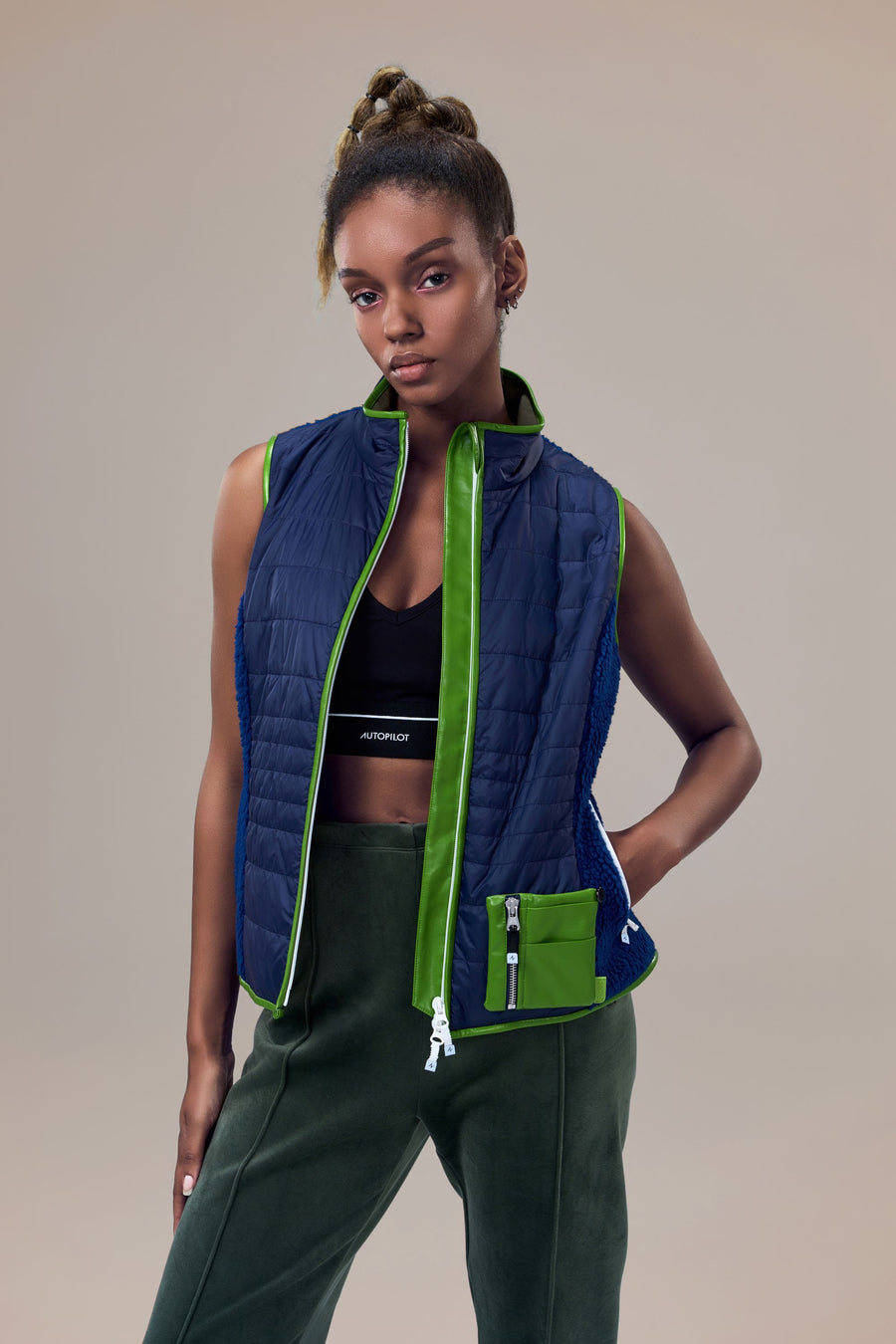 Neige Contoured Recycled Nylon and Fleece Vest with Sustainable Padding and Detachable Coin Purse