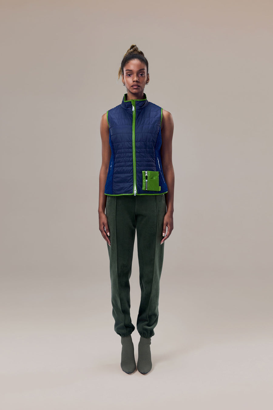 Neige Contoured Recycled Nylon and Fleece Vest with Sustainable Padding and Detachable Coin Purse
